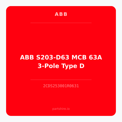 ABB S203-D63 MCB 63A 3-Pole Type D