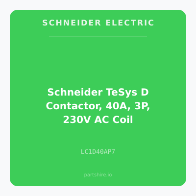 Schneider TeSys D Contactor, 40A, 3P, 230V AC Coil